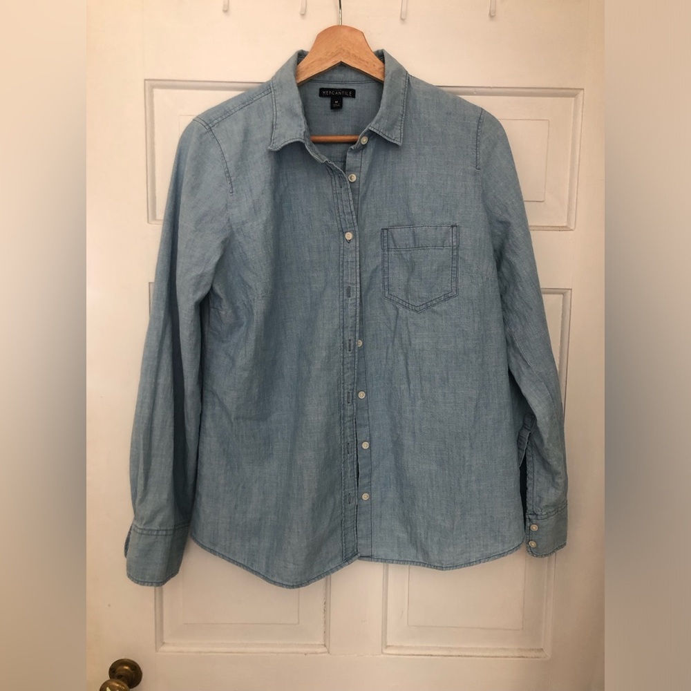 J. Crew Factory Light Blue Chambray Button-Down Shirt